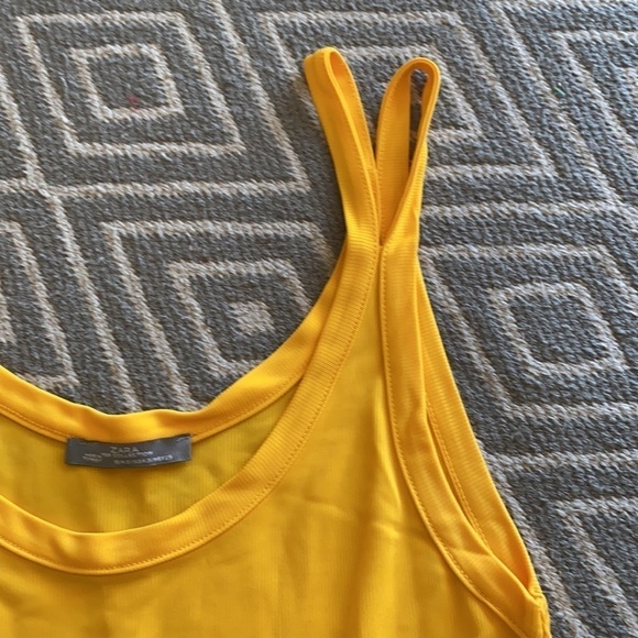 ZARA W&B Collection Yellow Mustard Spaghetti Sleeveless Tank Top Size Small - Picture 4 of 5